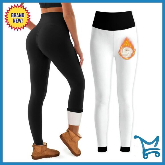 Pants - Fleece Lined Leggings High Waist Tummy Control Thermal Pockets Yoga Hiking